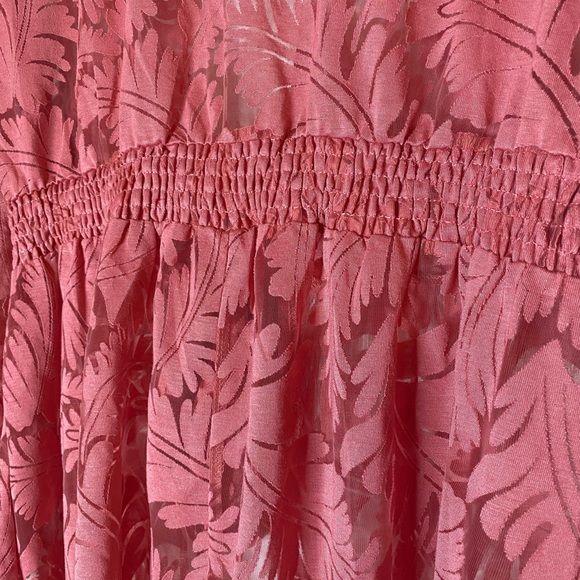 Brand New! Ember Printed Sheer Salmon Pink Duster/Swimsuit Coverup. Size XL - Picture 5 of 7